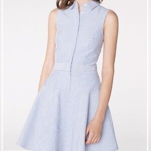 A/X Armani Exchange Buttoned Striped Mini Dress Size 2, Collared Blue / White